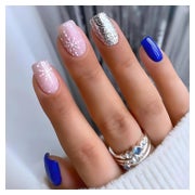 Künstliche Nägel 24 Stück Kurz Eckig French Rosa Weiß Schnee 1 St