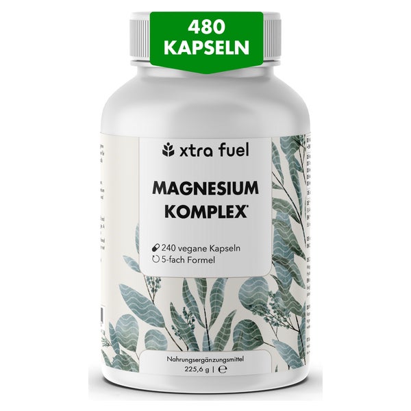 XTRA FUEL Magnesium Komplex - 5‑in-1 Mineral Formel mit Bisglycinat & L-ascorbat 480 St