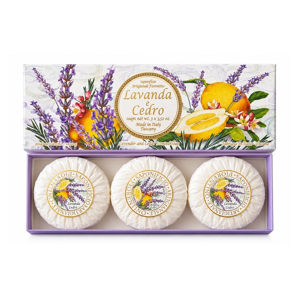 Saponificio Artigianale Fiorentino Lavendel & Zitrone Seifen Geschenkset – Made in Italy 300 g