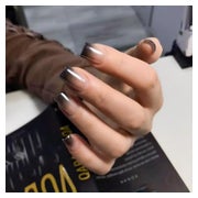 Press On Nails Short Square Nude Ombre Schwarz Nagelkleber F 1 St