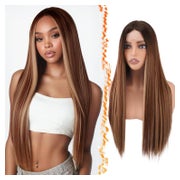 Perücke Damen Spitzenfront Ombre Auburn mit Blond Highlights 1 St