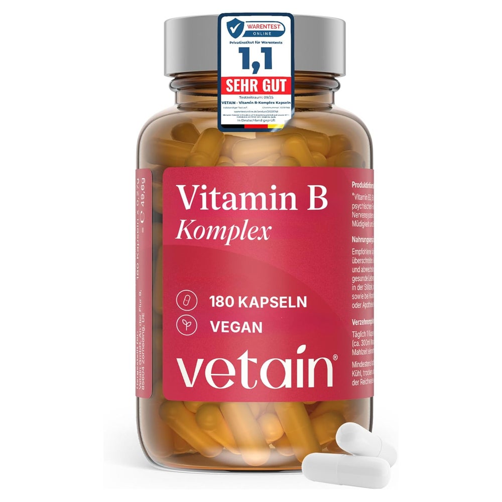 VETAIN Vitamin B Komplex - 8 essenzielle B-Vitamine - Vegan 180 St