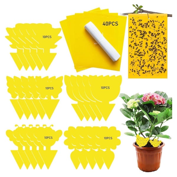 Sunshine smile Gelbsticker Set, 90 Stück - Gegen Trauermücken, Fliegen &