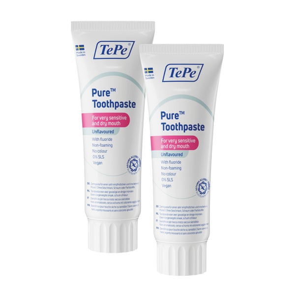 TePe Zahnpasta Pure, Ohne Geschmack 75 ml 2 St