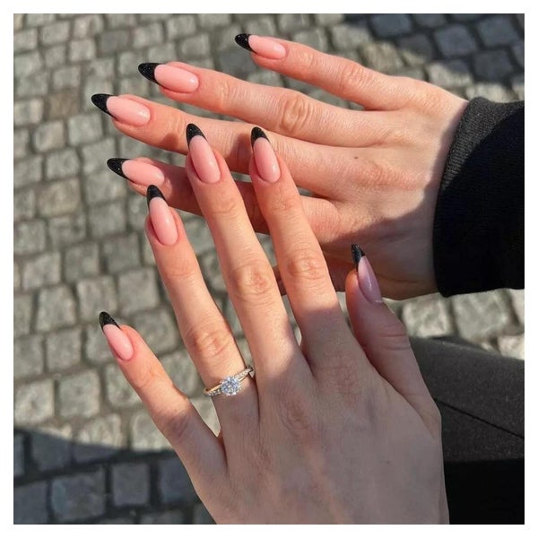 Kunstnägel Glitzer Mandel kurz schwarz French 21black&amp; f 1 St