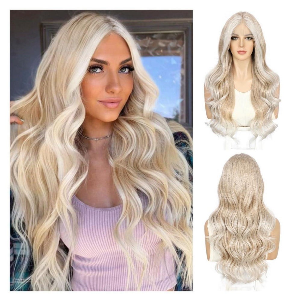 Perücke Lace Front synthetisch Körperwelle 13x4 Blonde mit w 1 St