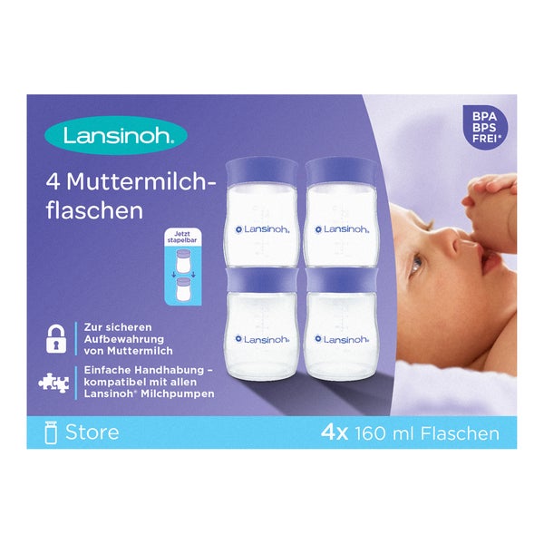 Lansinoh Muttermilchflasch.neue Flaschenfo.4x160ml 4 St