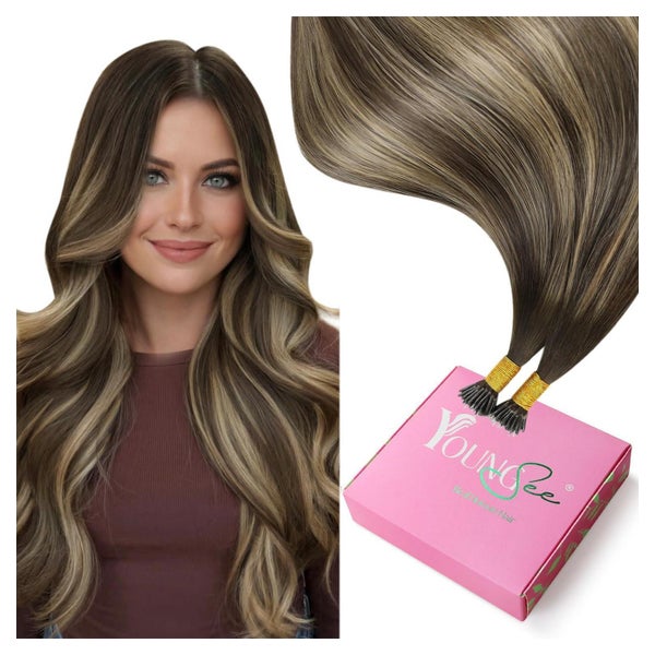 Extensions Echthaar Nanoring Balayage 55 cm-Nano 2-Nano-3-#4 1 St