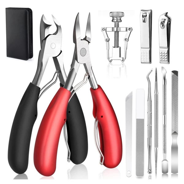 SAMSYOKI 12-teiliges Profi Fußpflege Set | Edelstahl-Werkzeuge für Pediküre