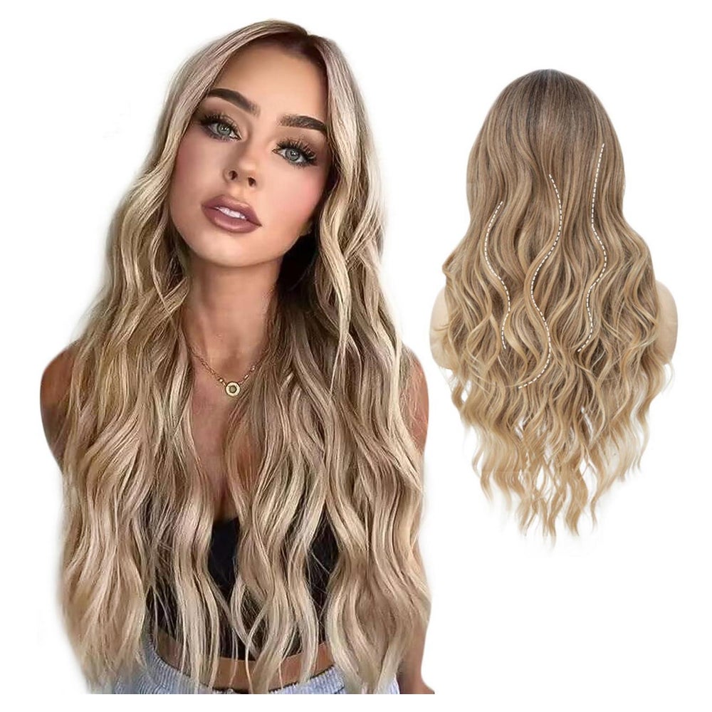 Perücke lange lockige Ombre Braun zu Blond 64 cm synthetisch 1 St
