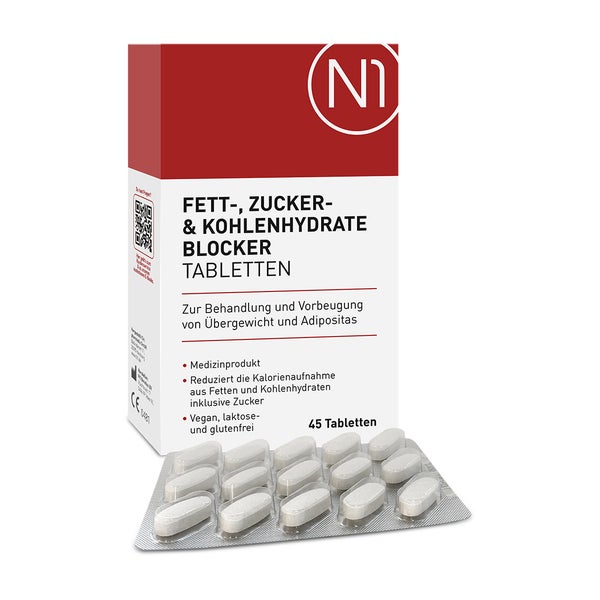N1 Fettblocker zum Abnehmen + Kohlenhydrateblocker 45 St
