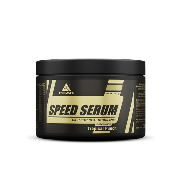 PEAK Speed Serum - 300g - Geschmack Tropical Punch I 30 Portionen I Pulver I Energydrink I Pre-Workout I Diät I mit BCAAs I L-Carnitin I Panax Ginseng I Grüntee EGCG I Guarana Extrakt 300 g