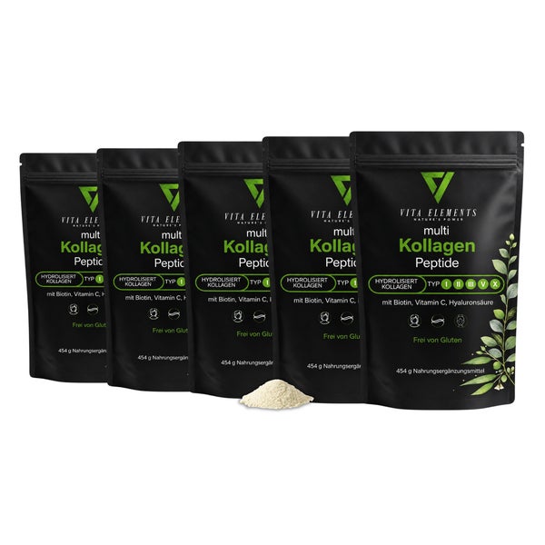 Vita Elements Kollagen Peptide Pulver 5 x 454 g