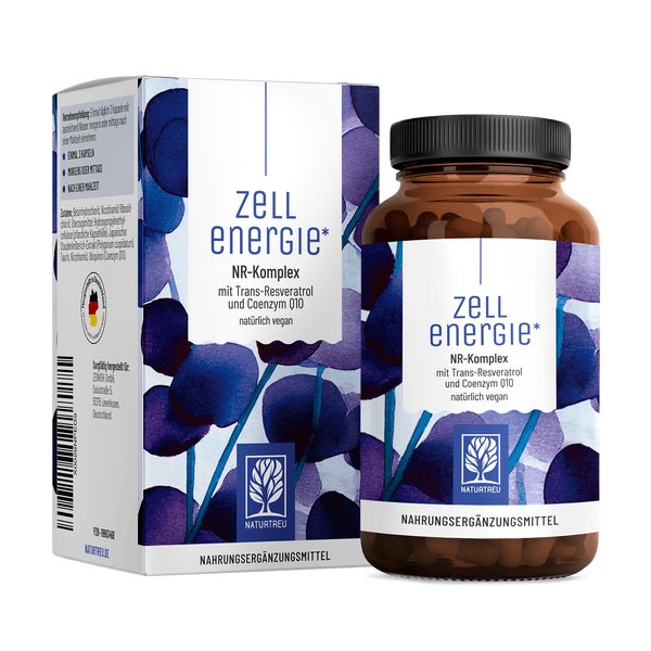 NR Komplex - Nicotinamid Ribosid (Vorstufe von NAD+) mit Coenzym Q10 & Trans-Resveratrol - ZELLENERGIE - 90 vegane Kapseln - NATURTREU® 90 St