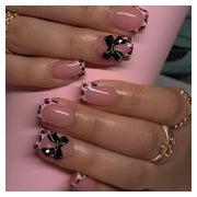 24 Stück Leopard Print French Tip Press on Nägel Glanz Nude 1 St