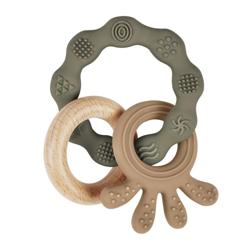 Beißring aus Silikon und Holz BPA frei 1 St