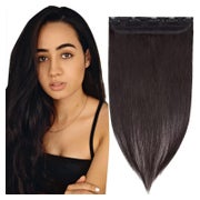 TESS Clip in Extensions Echthaar Schwarz 55 cm, 55g Remy Echthaar