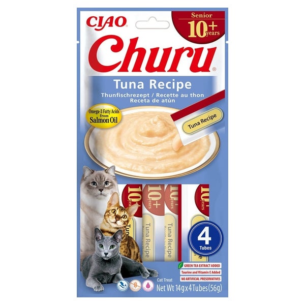 INABA Churu Cat Senior Tuna 4x14g Cremiges Leckerli mit Thunfischgeschmack für ältere Katzen 0,056 kg