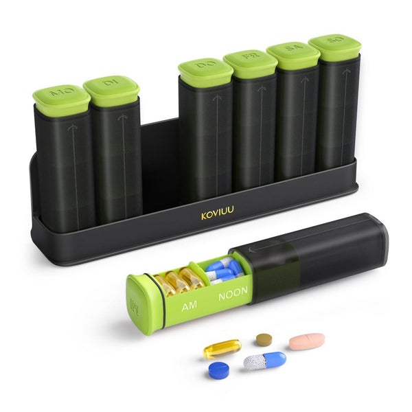 KOVIUU Tablettenbox 7 Tage 3 Fächer, BPA-frei, Grün