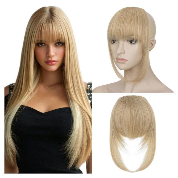 S-noilite Clip-in-Pony Aschblond - Synthetischer Französischer Pony für Damen