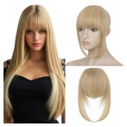 S-noilite Clip-in-Pony Aschblond - Synthetischer Französischer Pony für Damen