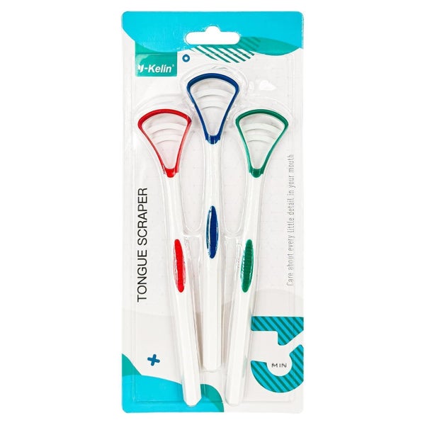 Zungenschaber Zungenreiniger-Set 3 Farben Zungenbürste 3er P 1 St