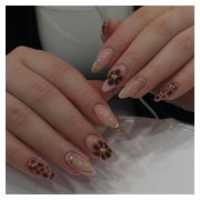 Fingernägel Kurz Almond Nude 3D Gold French Acryl YH3 1 St