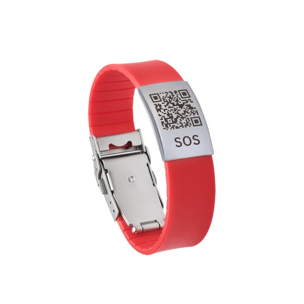 SOS Notfallarmband mit QR-Code aus Silikon Rot 1 St