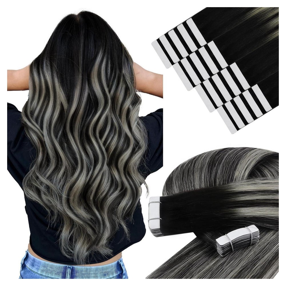 Tape Extensions Echthaar Remy Glatt Braun 50 cm 2-Tape-3-#1B 1 St