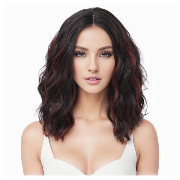 Perücke Damen Bob Mittelscheitel S8 Schwarz Braun Mix Rot La 1 St