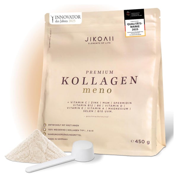JIKOAII Kollagen Pulver MENO Vitamin C, Coenzym Q10 & Selen 450 g