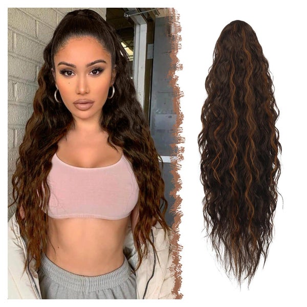 Ponytail Haarextension 65 cm 65 cm 4H30 Dunkelbraun und Hell 1 St