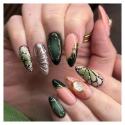 Press On Nägel Kurz Mandel Dunkelrot Blumen Nagelkleber desi 1 St