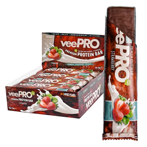 ProFuel - veePRO Proteinriegel Erdbeere 27% Protein vegan 12 St