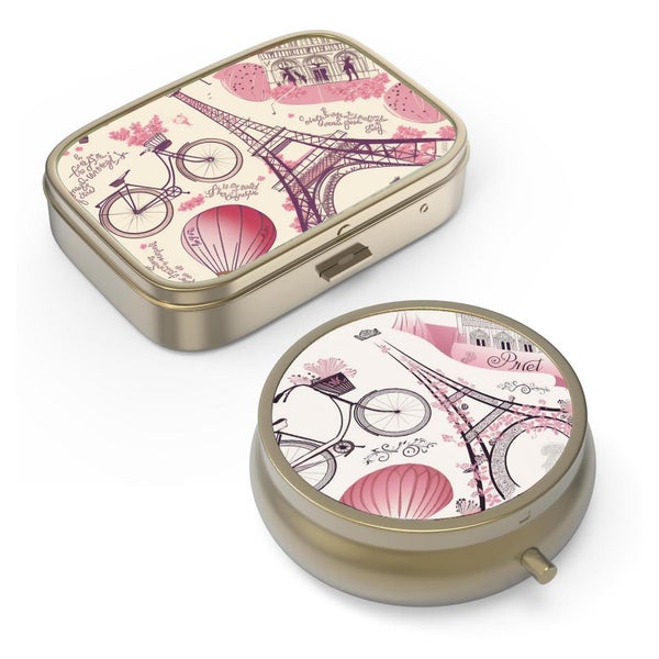 Retro-Pillendose mit Spiegel Bronze, 2er-Pack, Hion