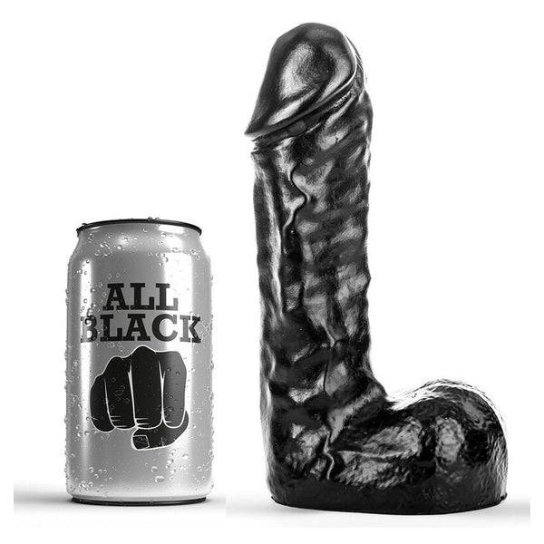 All Black - Schwarzer Dildo mit leichter Aderung