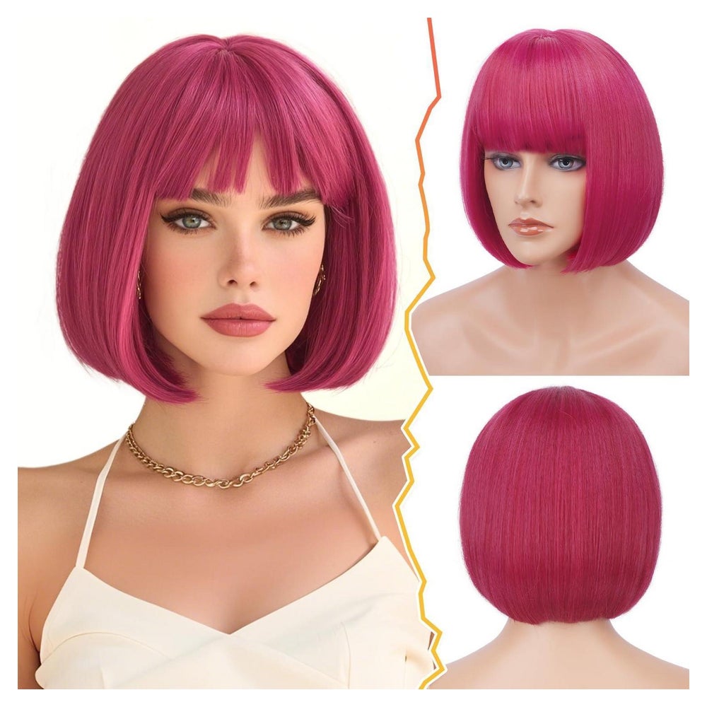 Perücke rosa Bob kurz 30cm kinnlang Pony Damen synthetisch R 1 St