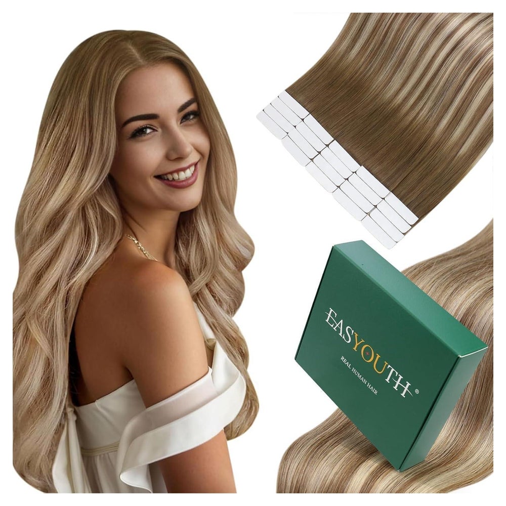 Tape Extensions Echthaar Braun Ombre Balayage 1-10 #3 8 22 3 1 St