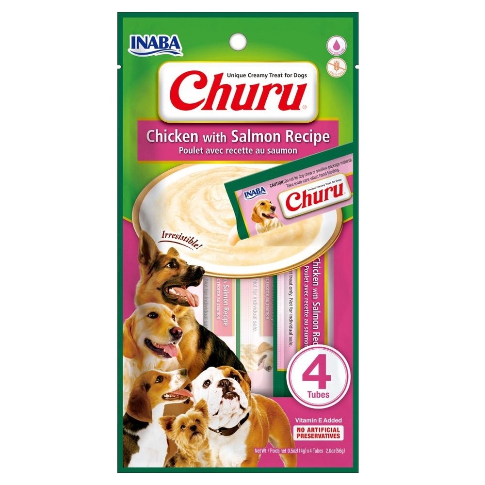 INABA Churu Chicken with salmon 4x14g Huhn mit Lachs für Hunde 0,056 kg