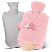 Wärmflasche 2L Vliesbezug Auslaufsicher Naturkautschuk Rosa 1 St