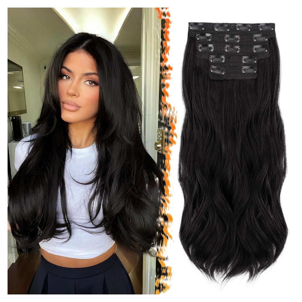 Haarverlängerungen Clip in schwarz 50cm Natürliches Schwarz 1 St