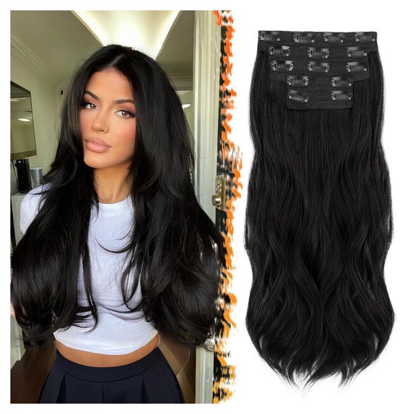 Haarverlängerungen Clip in schwarz 50cm Natürliches Schwarz 1 St