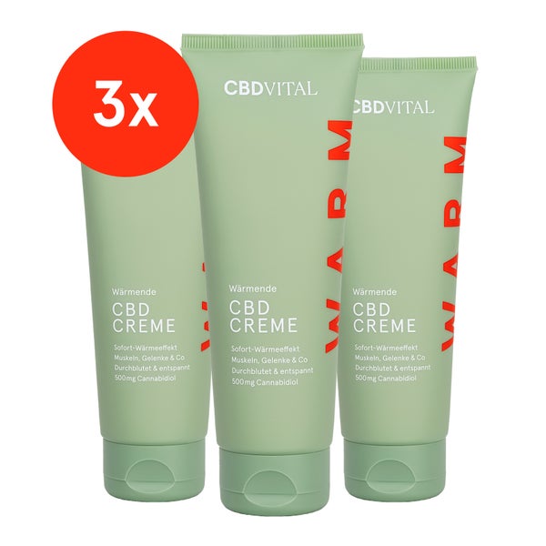 CBD VITAL Wärmende CBD Creme 100 % BIO 3er-Pack 3 x 120 ml