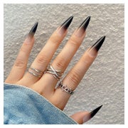 Nägel künstliche Stiletto schwarz 24 Stück 12Black&amp;Stile 1 St