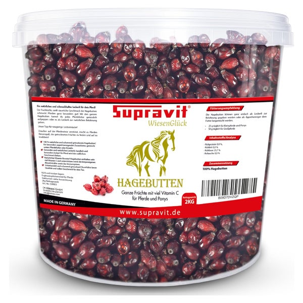 SUPRAVIT Hagebutten Pferd | Mit viel Vitamin C für Pferde und Ponys | 2kg Eimer 2 kg