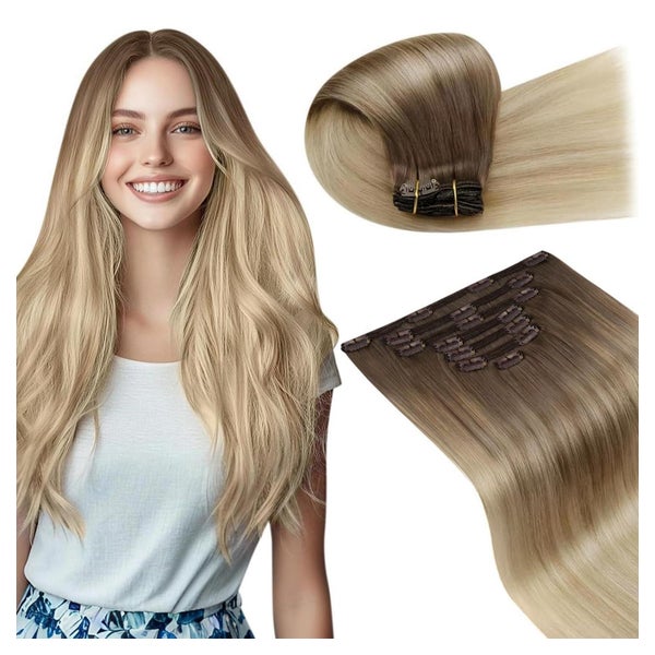 Extensions Echthaar Clip Balayage Braun 50cm-7PCS-150G 2.2#8 1 St