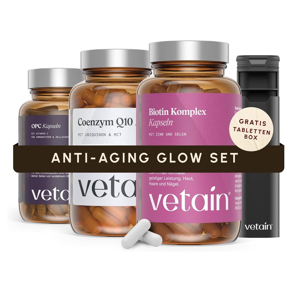 VETAIN Anti Aging Glow – Biotin Komplex, Coenzym Q10 & OPC 4 St