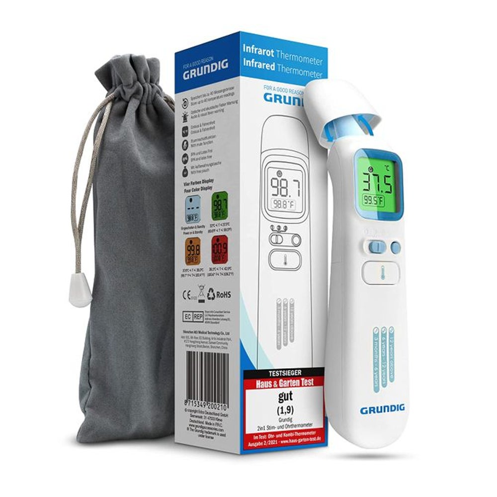Grundig Fieberthermometer kontaktlos Infrarot - Hochpräzise Ohr Stirn 1 St