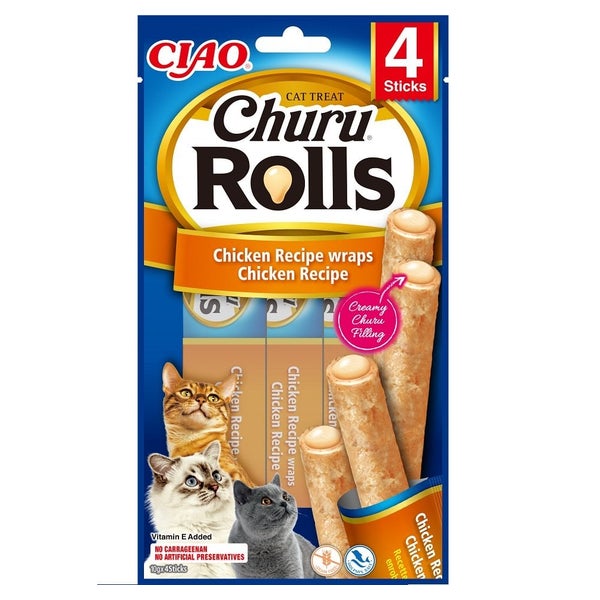 INABA Churu Rolls Chicken 4x10g Hühnerwraps für Katzen 0,04 kg