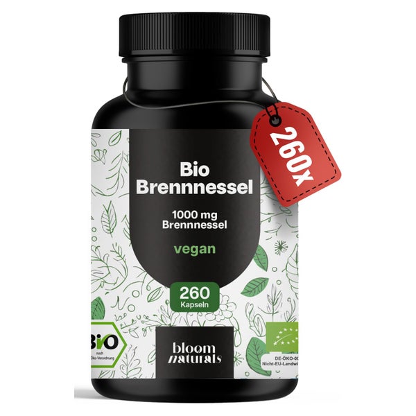 Bio Brennnesselkapseln - 260 Kapseln - Bloom Naturals 260 St